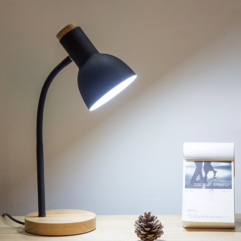 Avelena | Flexible Gänsehals Metall Leselampe Nordischer Stil Einfach Nachttischlampe mit Uhren-Schirm