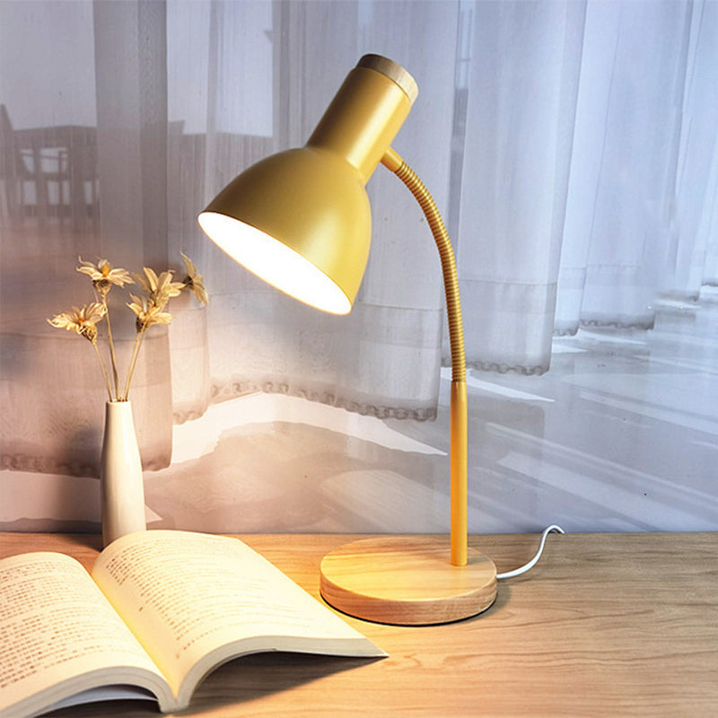 Avelena | Flexible Gänsehals Metall Leselampe Nordischer Stil Einfach Nachttischlampe mit Uhren-Schirm