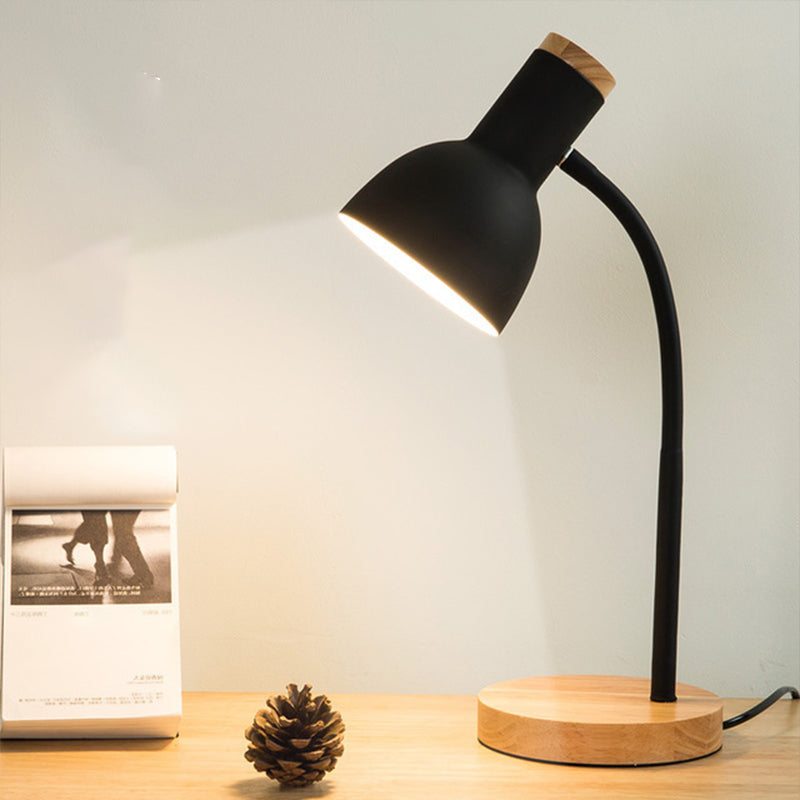 Avelena | Flexible Gänsehals Metall Leselampe Nordischer Stil Einfach Nachttischlampe mit Uhren-Schirm