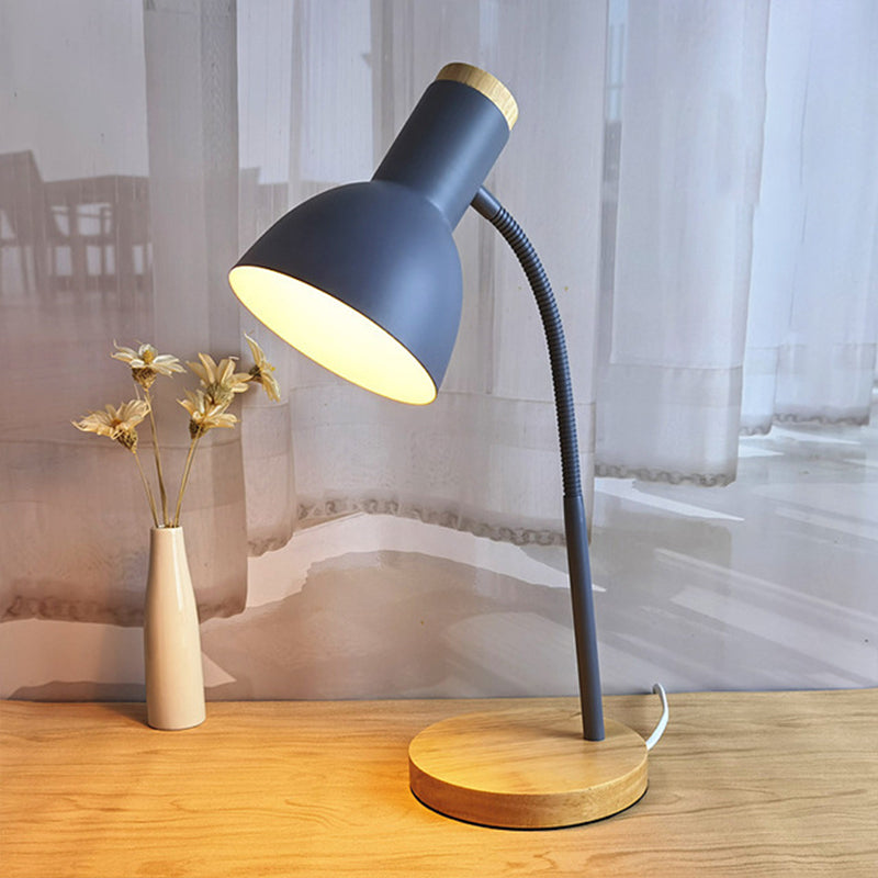Avelena | Flexible Gänsehals Metall Leselampe Nordischer Stil Einfach Nachttischlampe mit Uhren-Schirm