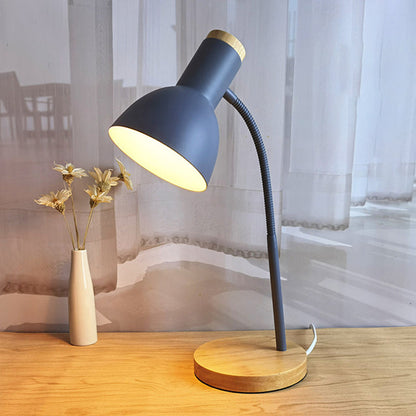 Avelena | Flexible Gänsehals Metall Leselampe Nordischer Stil Einfach Nachttischlampe mit Uhren-Schirm