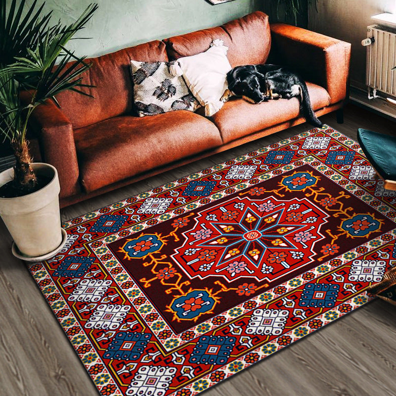 Avelena | Multi Color Geometric Print Teppich Baumwollmischung Persischer Bereich Teppich Rutschfeste Rückenseite Pflegeleicht Indoor Teppich für das Wohnzimmer