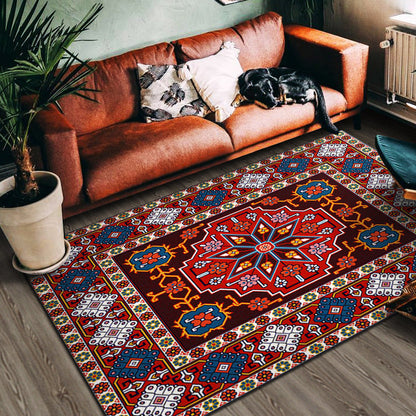 Avelena | Multi Color Geometric Print Teppich Baumwollmischung Persischer Bereich Teppich Rutschfeste Rückenseite Pflegeleicht Indoor Teppich für das Wohnzimmer