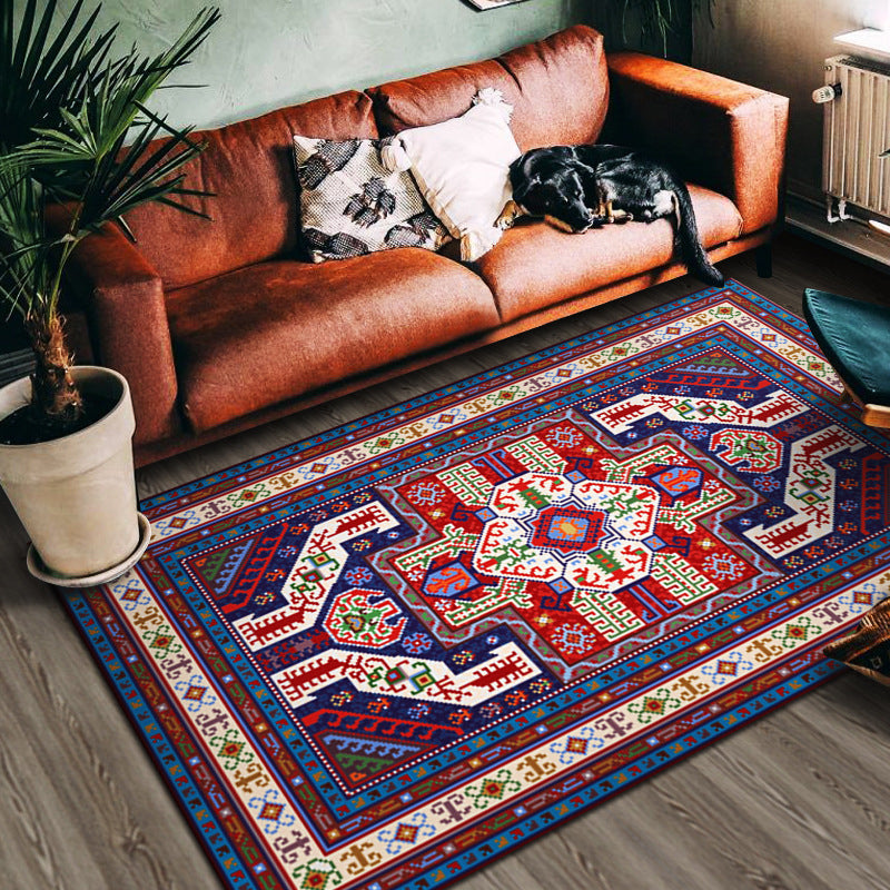 Avelena | Multi Color Geometric Print Teppich Baumwollmischung Persischer Bereich Teppich Rutschfeste Rückenseite Pflegeleicht Indoor Teppich für das Wohnzimmer