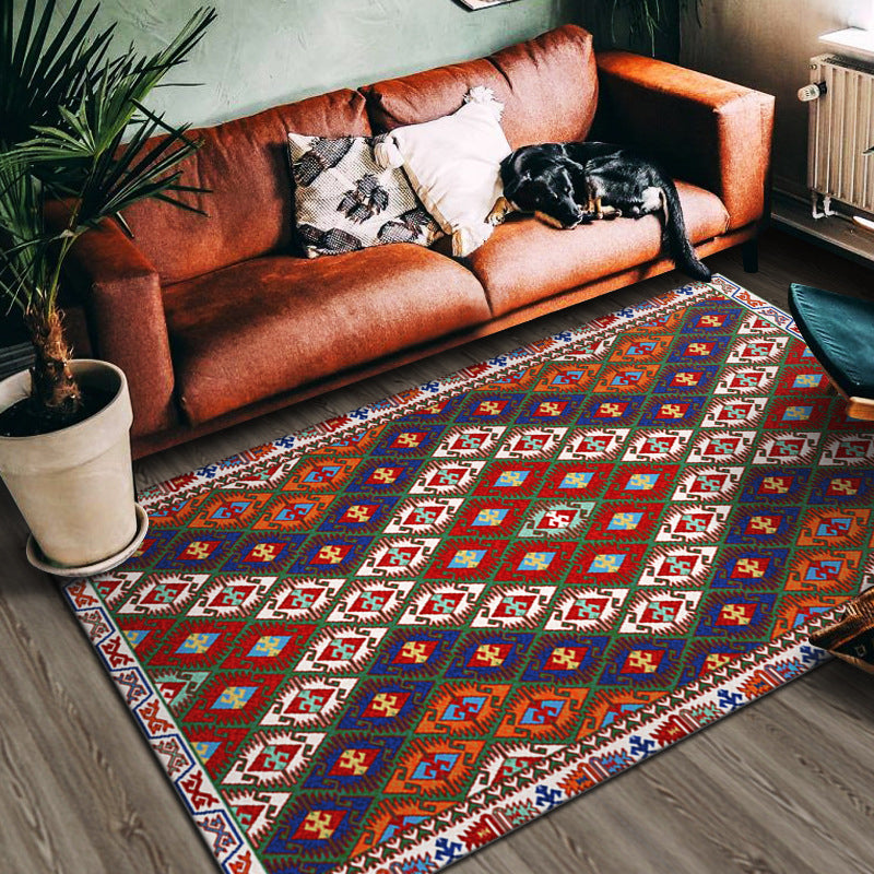 Avelena | Multi Color Geometric Print Teppich Baumwollmischung Persischer Bereich Teppich Rutschfeste Rückenseite Pflegeleicht Indoor Teppich für das Wohnzimmer