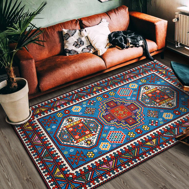 Avelena | Multi Color Geometric Print Teppich Baumwollmischung Persischer Bereich Teppich Rutschfeste Rückenseite Pflegeleicht Indoor Teppich für das Wohnzimmer