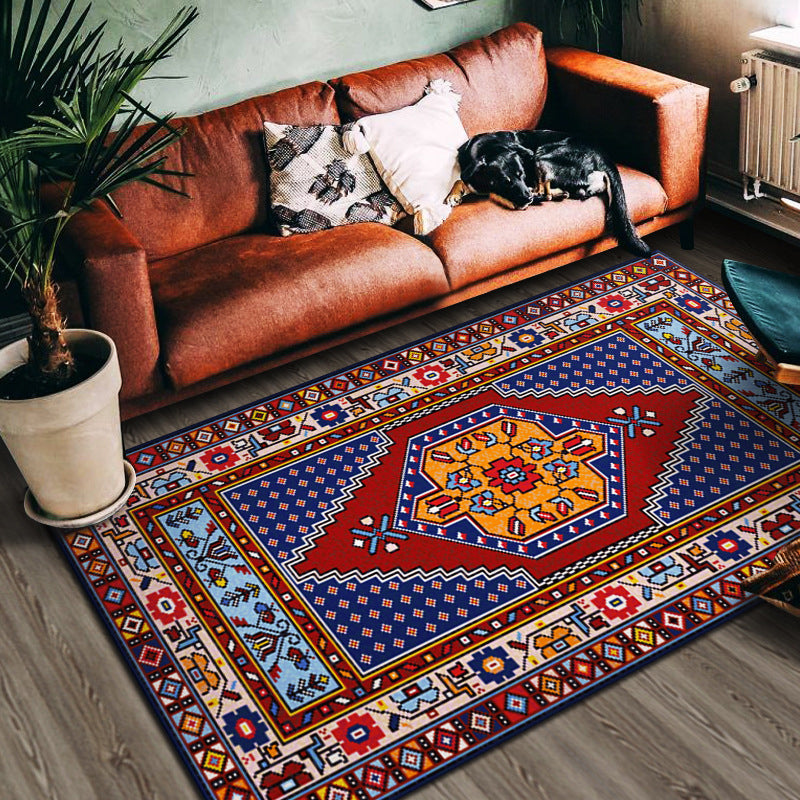 Avelena | Multi Color Geometric Print Teppich Baumwollmischung Persischer Bereich Teppich Rutschfeste Rückenseite Pflegeleicht Indoor Teppich für das Wohnzimmer