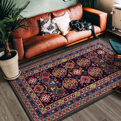 Avelena | Multi Color Geometric Print Teppich Baumwollmischung Persischer Bereich Teppich Rutschfeste Rückenseite Pflegeleicht Indoor Teppich für das Wohnzimmer