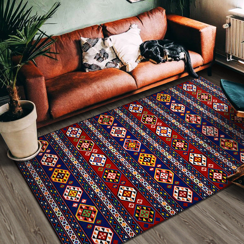Avelena | Multi Color Geometric Print Teppich Baumwollmischung Persischer Bereich Teppich Rutschfeste Rückenseite Pflegeleicht Indoor Teppich für das Wohnzimmer