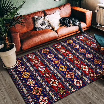 Avelena | Multi Color Geometric Print Teppich Baumwollmischung Persischer Bereich Teppich Rutschfeste Rückenseite Pflegeleicht Indoor Teppich für das Wohnzimmer