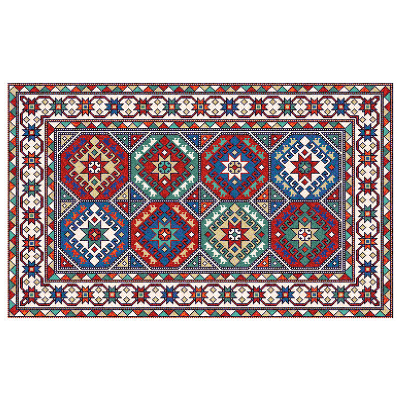 Avelena | Multi Color Geometric Print Teppich Baumwollmischung Persischer Bereich Teppich Rutschfeste Rückenseite Pflegeleicht Indoor Teppich für das Wohnzimmer