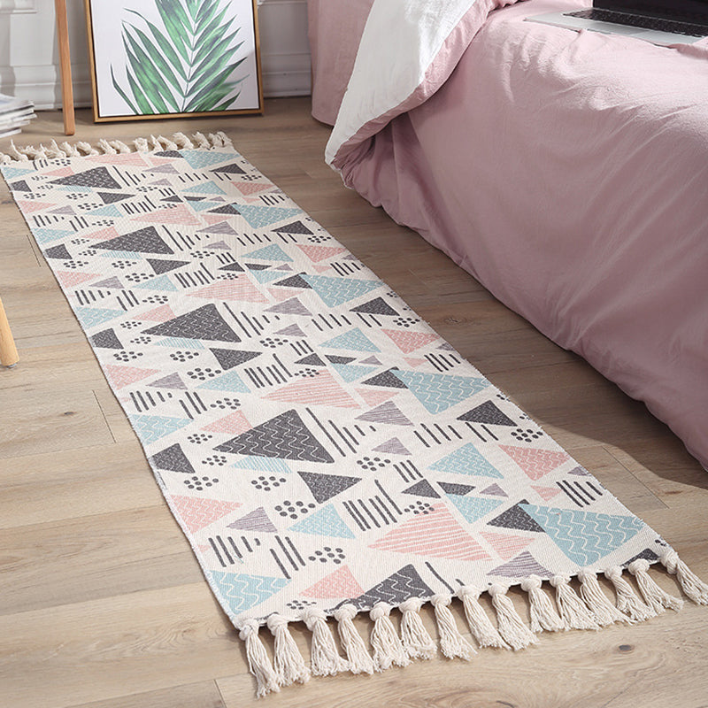 Avelena | Multi-Color Südwesten Teppich Baumwolle Geometrisch Gedruckt Teppich Einfach Pflege Haustierfreundlich Innen Teppich für Schlafzimmer