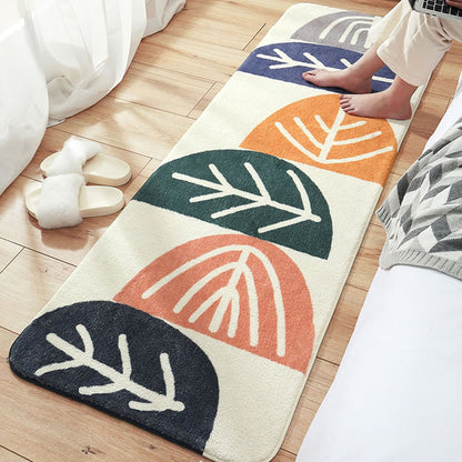 Avelena | Mehrfarbiger Pflanzenprint-Teppich aus Lammwolle Nordic Design Bereichsteppich mit Rutschfester Unterseite Tierschonend Innen Teppich für Schlafzimmer