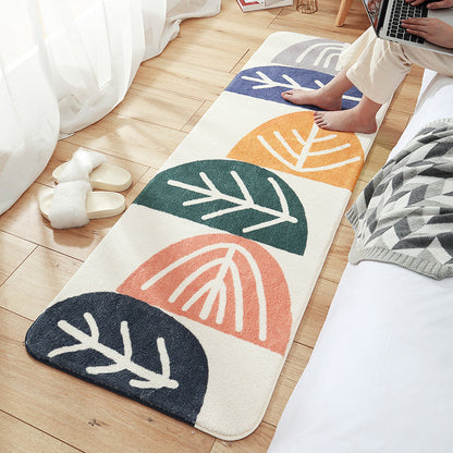 Avelena | Mehrfarbiger Pflanzenprint-Teppich aus Lammwolle Nordic Design Bereichsteppich mit Rutschfester Unterseite Tierschonend Innen Teppich für Schlafzimmer