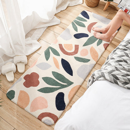Avelena | Mehrfarbiger Pflanzenprint-Teppich aus Lammwolle Nordic Design Bereichsteppich mit Rutschfester Unterseite Tierschonend Innen Teppich für Schlafzimmer