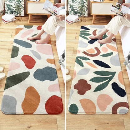Avelena | Mehrfarbiger Pflanzenprint-Teppich aus Lammwolle Nordic Design Bereichsteppich mit Rutschfester Unterseite Tierschonend Innen Teppich für Schlafzimmer
