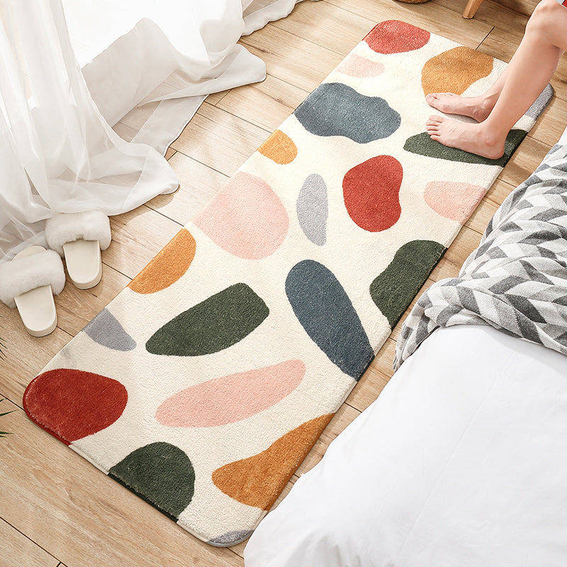 Avelena | Mehrfarbiger Pflanzenprint-Teppich aus Lammwolle Nordic Design Bereichsteppich mit Rutschfester Unterseite Tierschonend Innen Teppich für Schlafzimmer