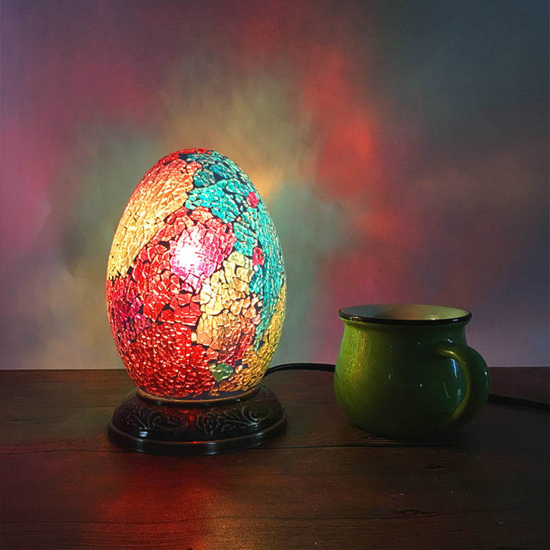Avelena | 1 Kopf Couchtisch Licht Traditionell Messing Kleine Schreibtischlampe mit Ei Marineblaue Glasabdeckung