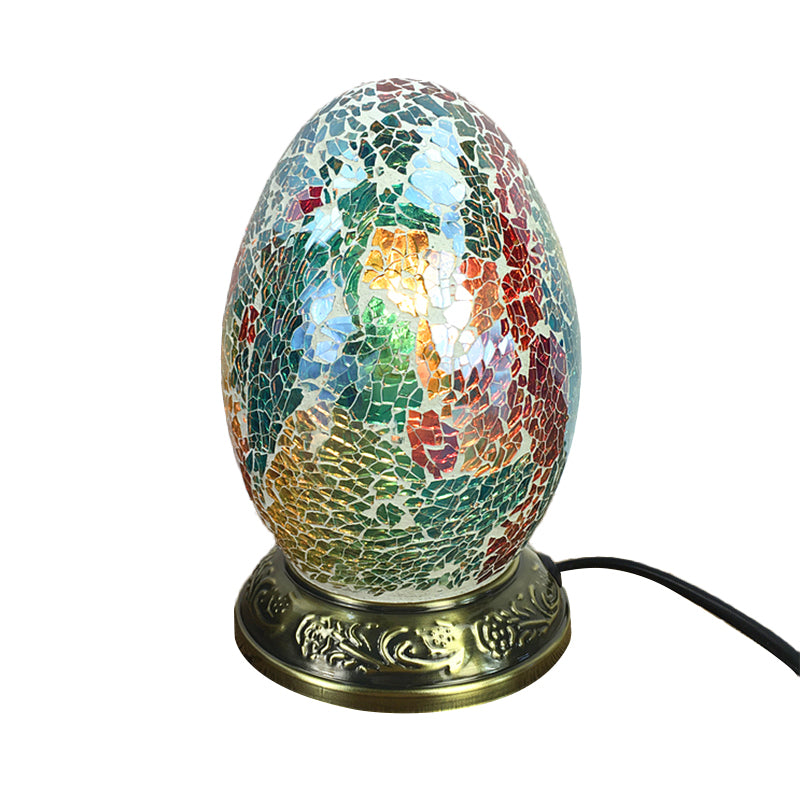 Avelena | 1 Kopf Couchtisch Licht Traditionell Messing Kleine Schreibtischlampe mit Ei Marineblaue Glasabdeckung