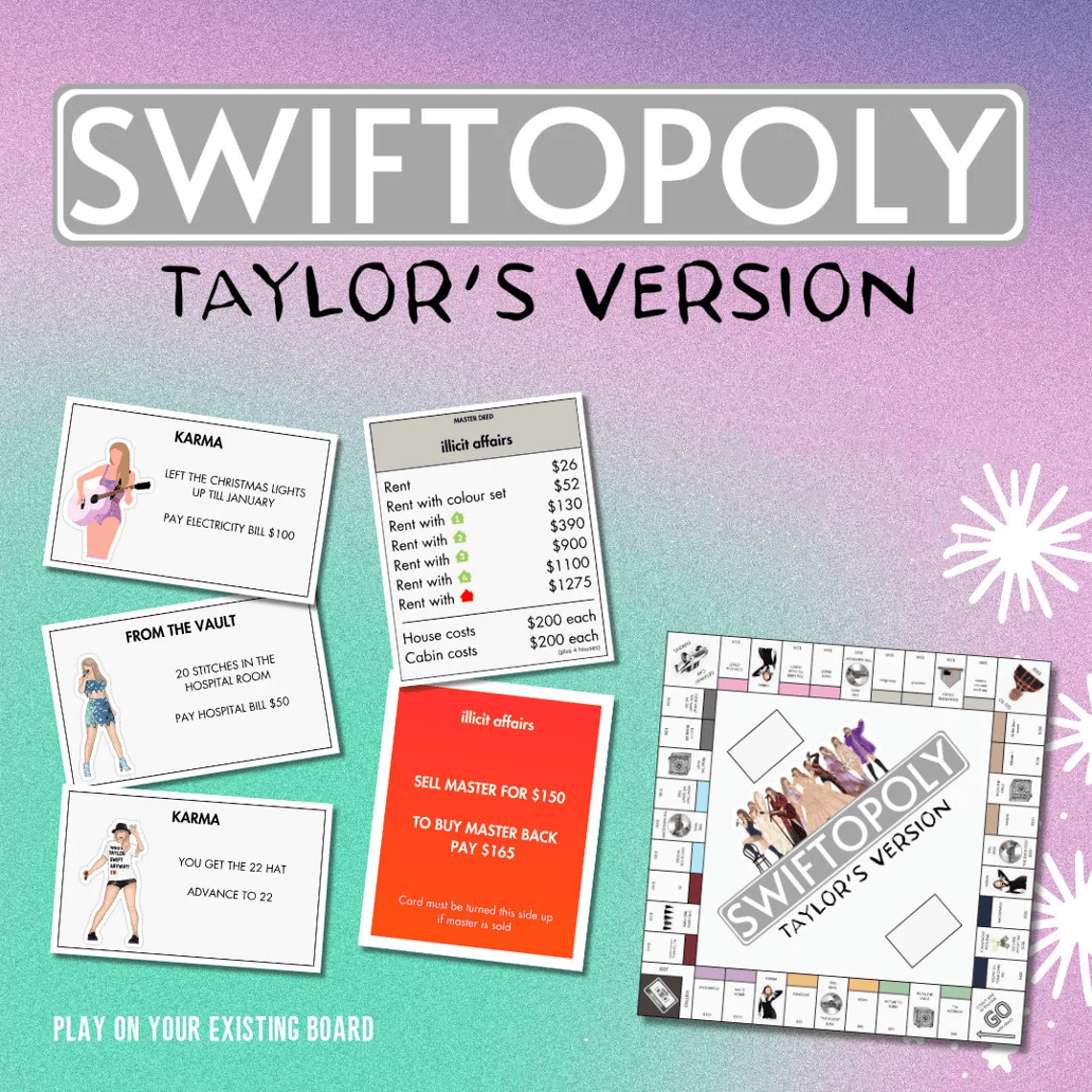 Avelena | Swiftopoly Ts 'Swiftie' Monopoly Brettspiel
