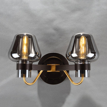 Avelena | 2-Lampe Wandbeleuchtung mit Pilzschirm Rauchglas Moderne Schlafzimmer Wandleuchte Beleuchtungseinrichtung