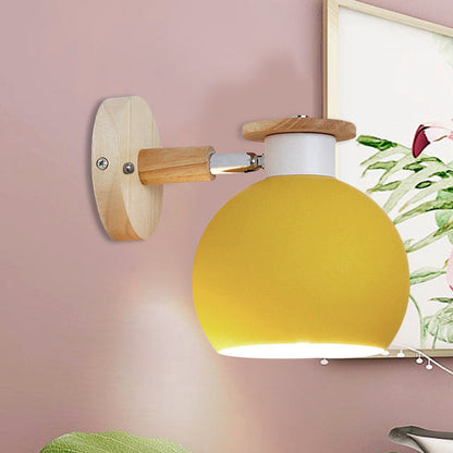 Avelena | Drehbare Metallkugel-Wandleuchte Kindergarten 1 Licht Macaron Wandlampe