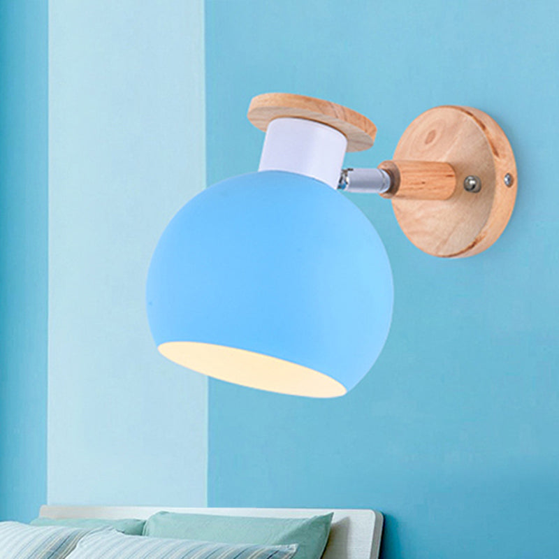 Avelena | Drehbare Metallkugel-Wandleuchte Kindergarten 1 Licht Macaron Wandlampe