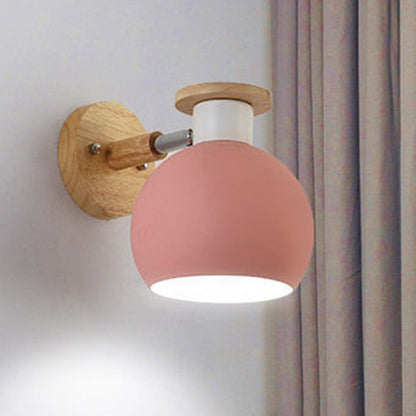 Avelena | Drehbare Metallkugel-Wandleuchte Kindergarten 1 Licht Macaron Wandlampe