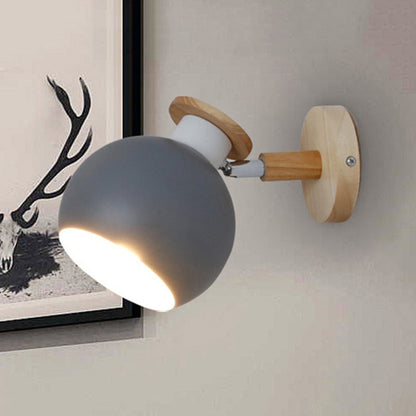 Avelena | Drehbare Metallkugel-Wandleuchte Kindergarten 1 Licht Macaron Wandlampe