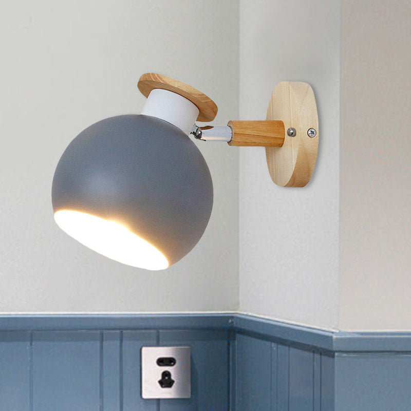 Avelena | Drehbare Metallkugel-Wandleuchte Kindergarten 1 Licht Macaron Wandlampe