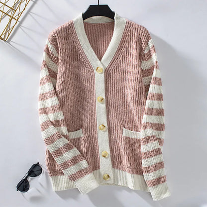 Avelena | Gestreifter Damen Pullover mit Knöpfen