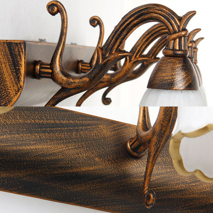 Avelena | Blumen Bad Wand Leuchte Klassisches Opalglas 2/3/4 Lichter Bronze/Weiß Make-Up Beleuchtung