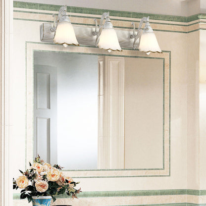 Avelena | Blumen Badezimmer Wandlampe Klassisch Opal-Glas 2/3/4 Lichter Bronze/Weiß Make-Up Beleuchtung