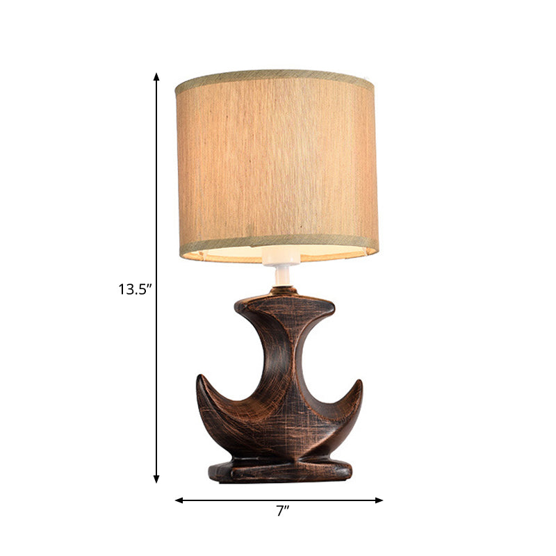 Avelena | 1 Pear Zylinder Stoff Schreibtischlampe Klassisch Weiß/Tan Steckdose Keramisch Segelboot Basis Tischlicht