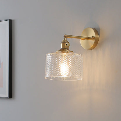 Avelena | Messing Industrielle Wandlampe Verstellbare Wandleuchte für Schlafzimmer Hotel In Glasschirm