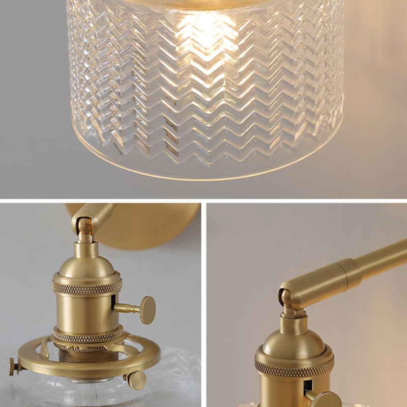 Avelena | Messing Industrielle Wandlampe Verstellbare Wandleuchte für Schlafzimmer Hotel In Glasschirm