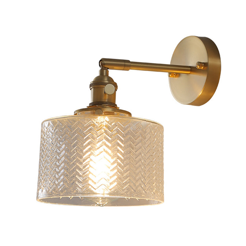 Avelena | Messing Industrielle Wandlampe Verstellbare Wandleuchte für Schlafzimmer Hotel In Glasschirm