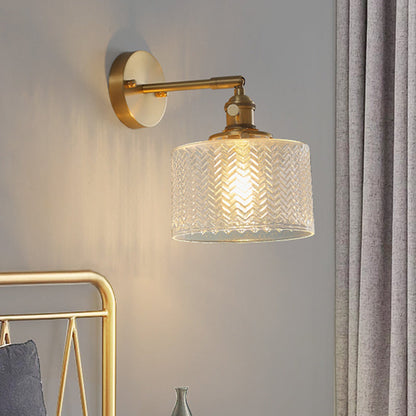 Avelena | Messing Industrielle Wandlampe Verstellbare Wandleuchte für Schlafzimmer Hotel In Glasschirm