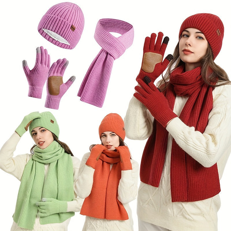 Avelena | Winter Komfort Set – Strickmütze, Schal und Handschuhe für Unisex