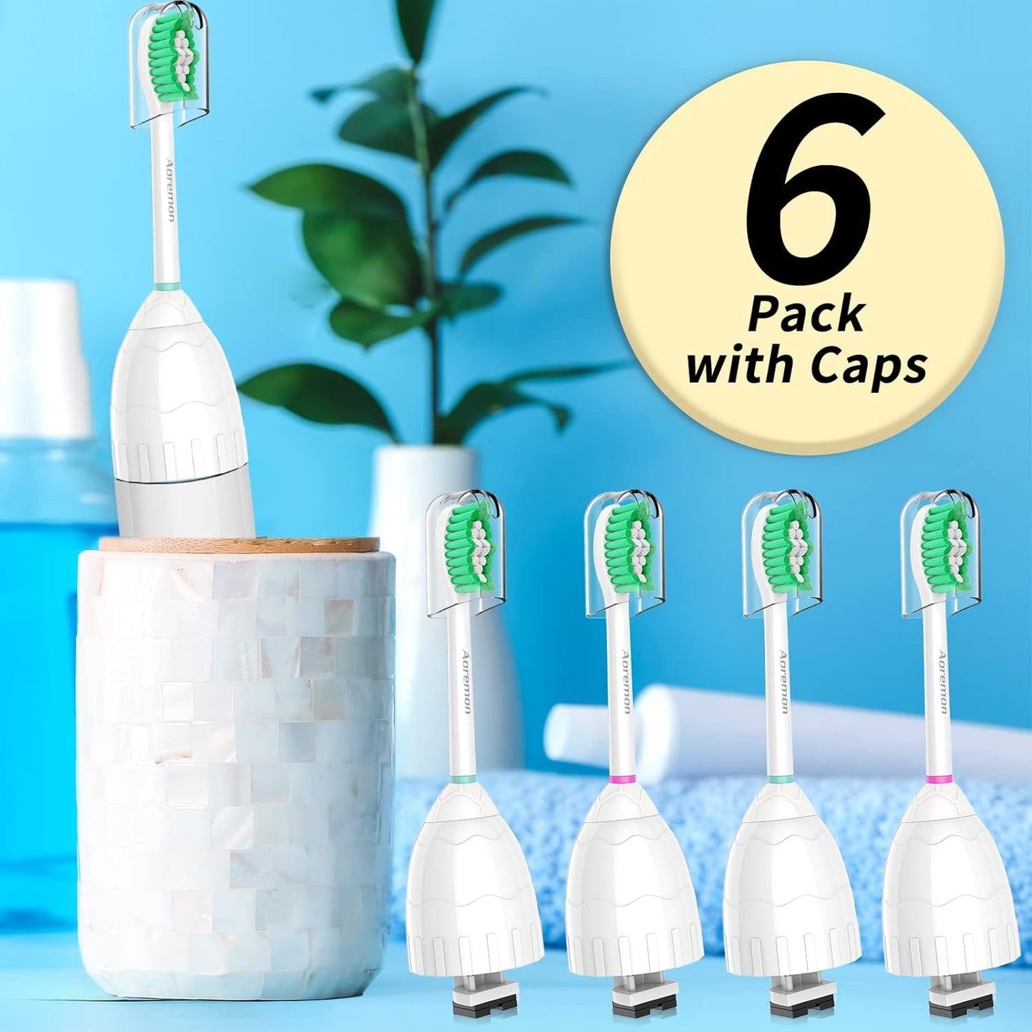 Avelena | Aoremon Ersatzbürstenköpfe Für Philips Sonicare E-Series Essence Hx7022/66 Und Andere Schraub-Auf Elektrische Zahnbürstenmodelle, 6 Paket