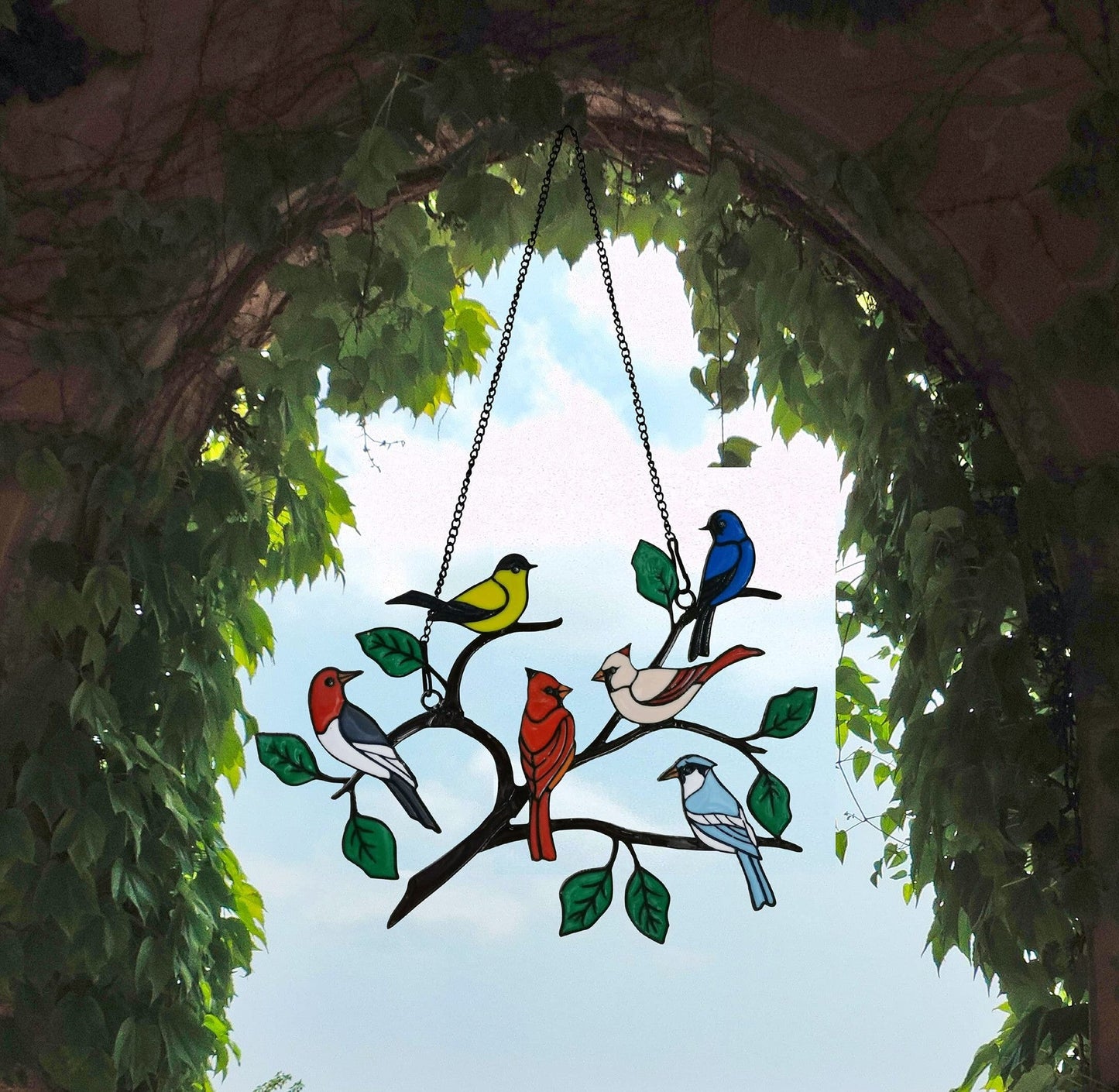 Avelena | Six-Bird Metallfenster Pendel Dekor