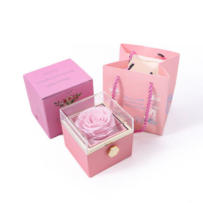 Avelena | [Ideales Geschenk] Ewige Rosenbox - Mit gravierter Halskette & künstlicher Rose