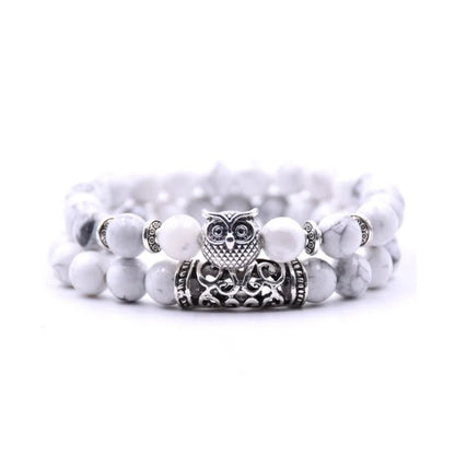 Avelena | Eule Charme Naturstein Armband