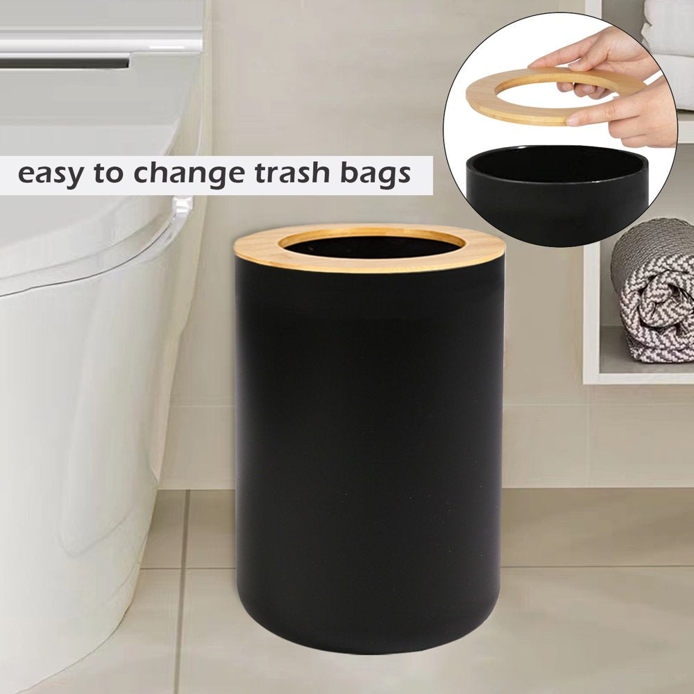 Avelena | 6-teiliges Badset - Seifenschale Zahnbürstenhalter Mundspülbecher Lotionflasche Mülleimer WC-Bürste - Praktisches WC-Set für Zuhause Wäschempfang, Schwarz
