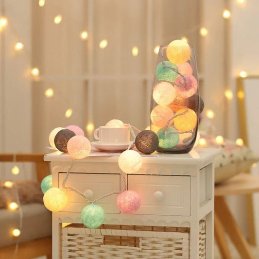 Avelena | Royallure Baumwollballon-Lichterkette – Gemütliche Dekoration für Zuhause & Feiern