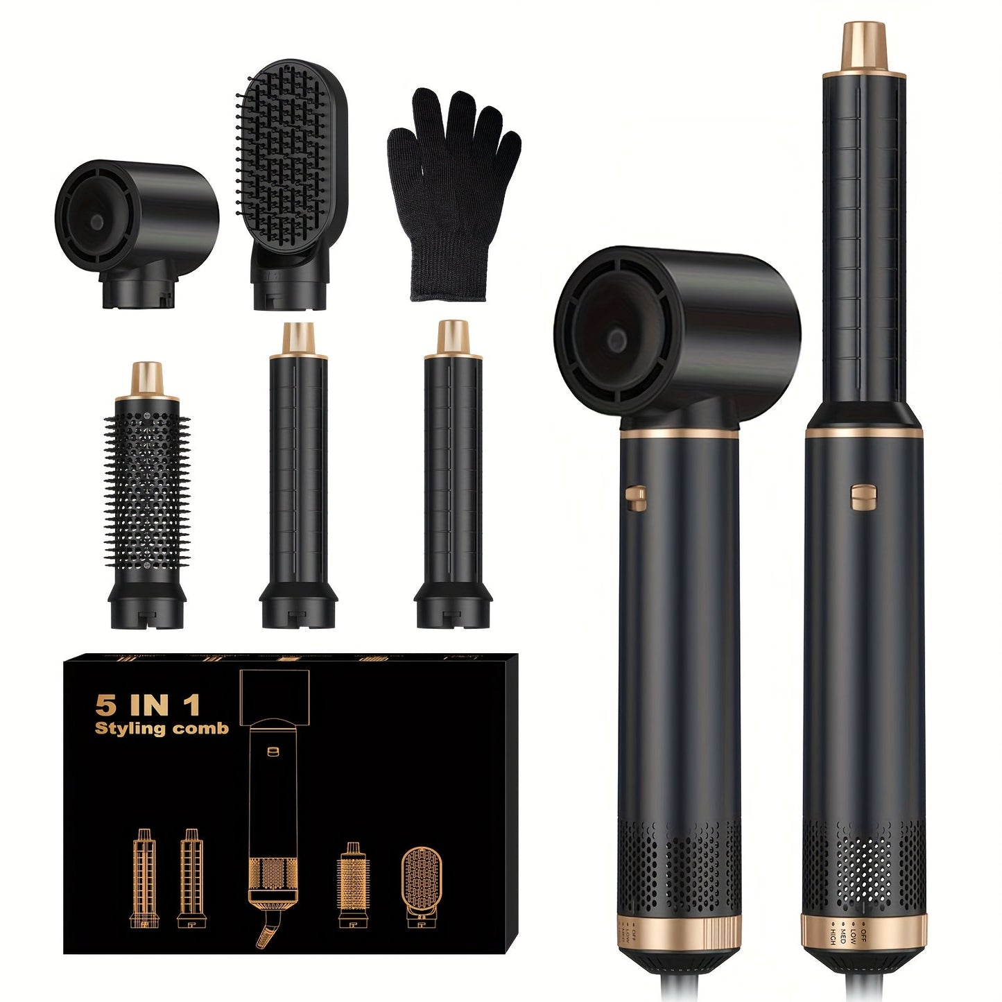 Avelena | CurlMate | 5-in-1 Haartrockner & Multistyler für perfekte Locken und glattes Haar