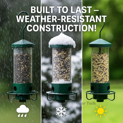 Avelena | Eichhörnchensicheres Vogelhäuschen | Robustes Metall, Mehrfach-Futteröffnungen & Ideal für Vogelbeobachtung im Hinterhof