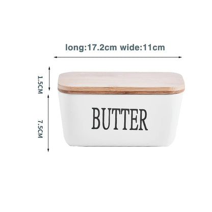 Avelena | Rechteckige Keramik-Butterdose Versiegelter Aufbewahrungsbehälter Westlicher Käsekrug Butterglas zur Aufbewahrung für Restaurant 15x8,5 cm