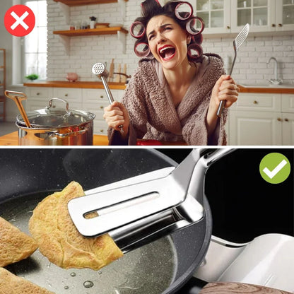 Avelena | Doppelseitiger Edelstahlwender mit rutschfestem Griff – Ideal für Grillen und Braten