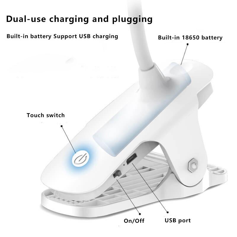 Avelena | Einfache LED Clip Schreibtischlampe wiederaufladbar Augenschutz Nachtlicht